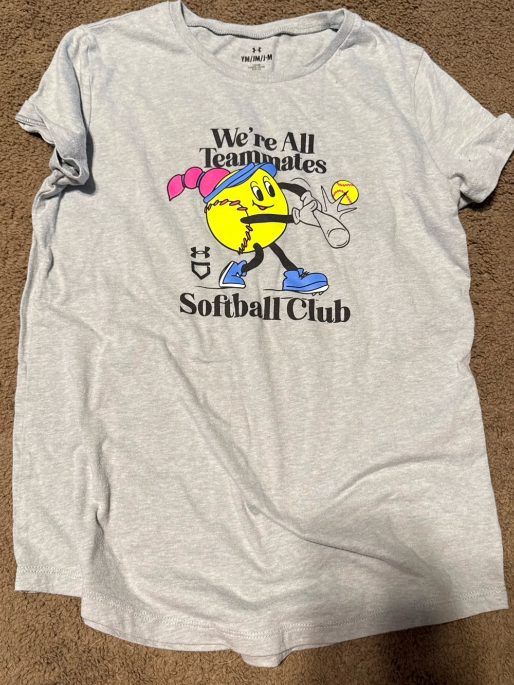 Under Armour Light Gray Softball Club Graphic Tee with Bright Pop Colors